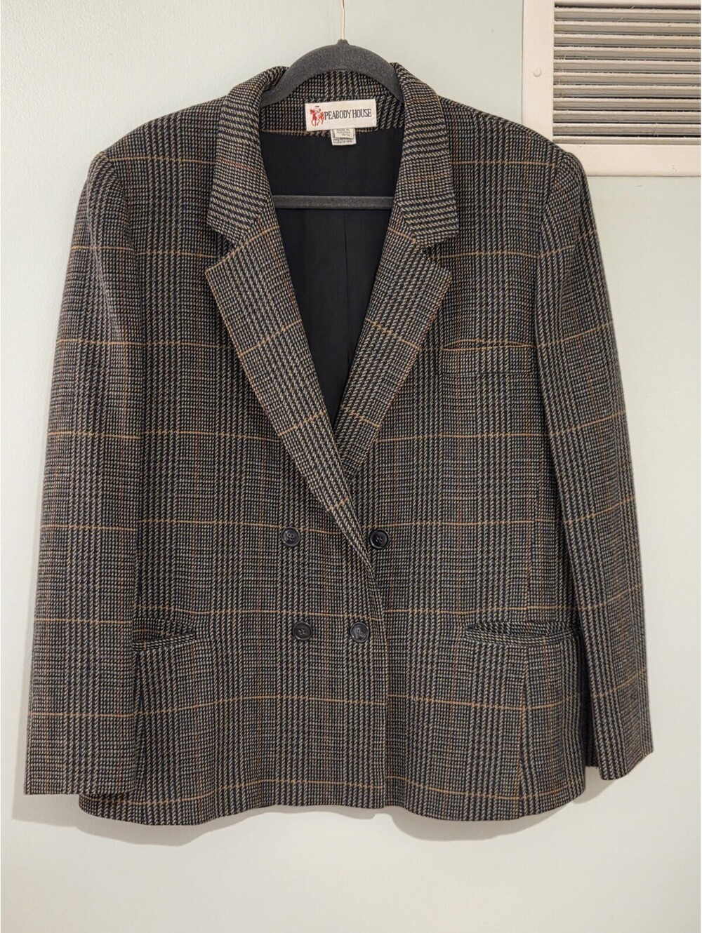 Peabody House Size 13/14 Wool Plaid Blazer Jacket Double Breasted Vintage